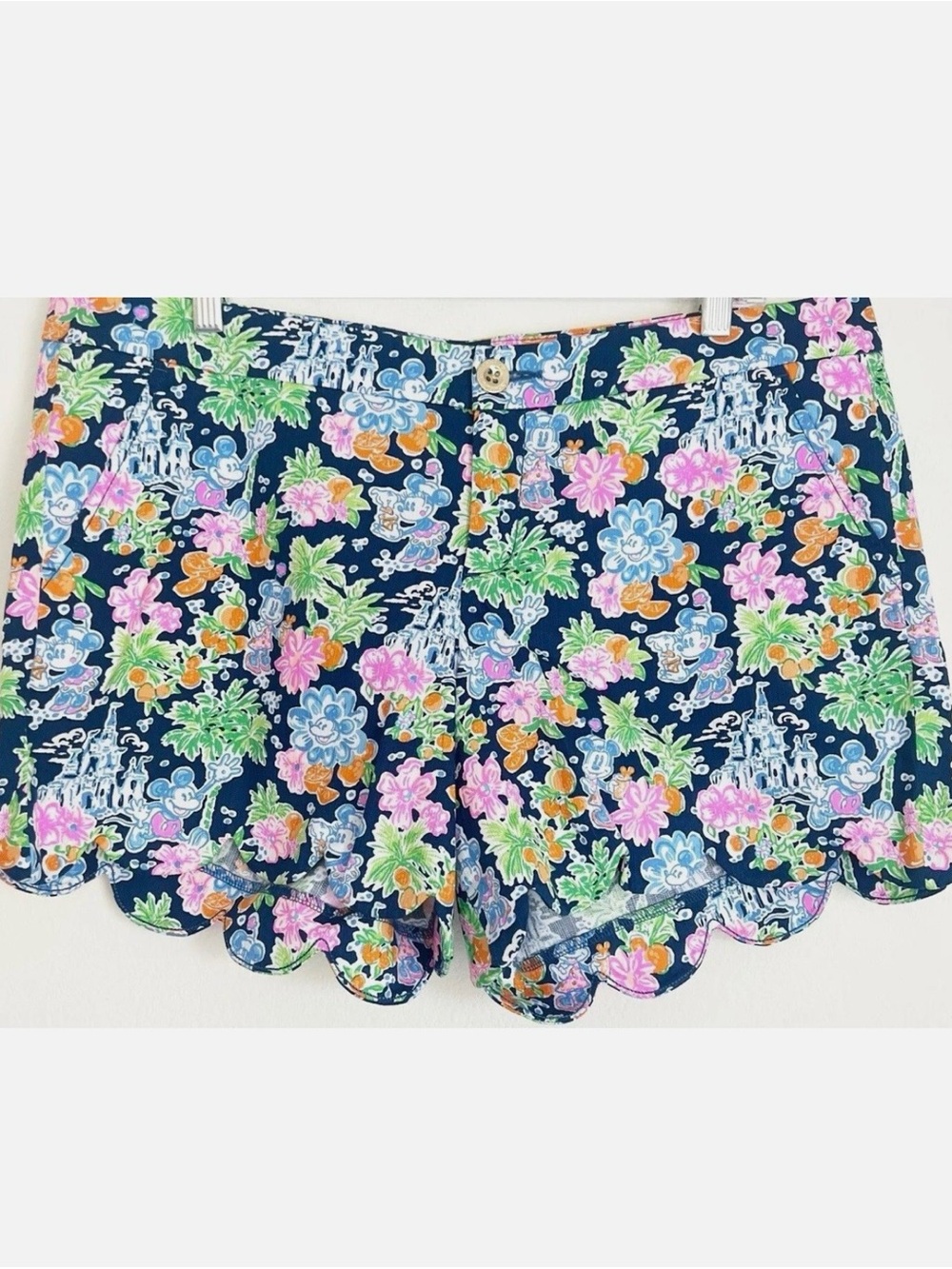 Lilly Pulitzer Navy Multicolor Floral Scallop Hem Shorts - Picture 3 of 6